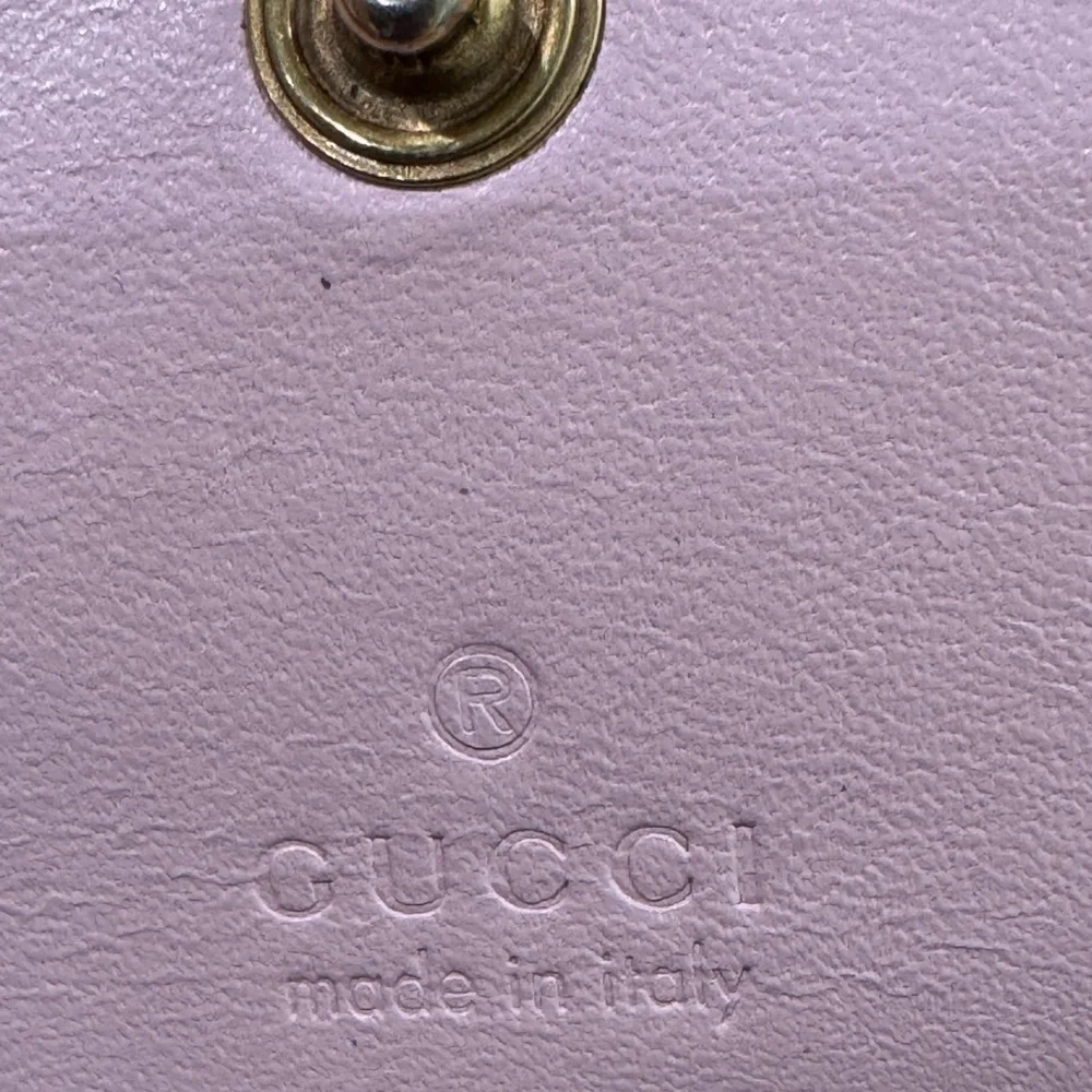 💖GUCCI Guccissima Signature Crystal Cat Card Case Wallet Light Candy Pink